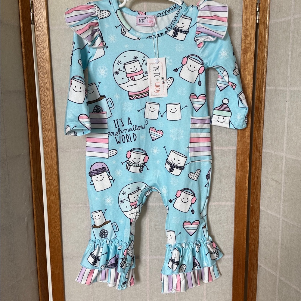 Pete + Lucy Marshmallows Romper size 6/9 M